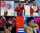 Подиум тяжёлая атлетика мужчины 77 кг, Лу Сяоцзюнь, Ву Jingbao (Китай) и изменить Иван Родригес (Куба) - Лондон-2012 -